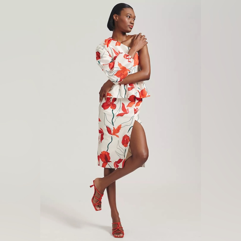 HUTCH One-Shoulder Peplum Dress